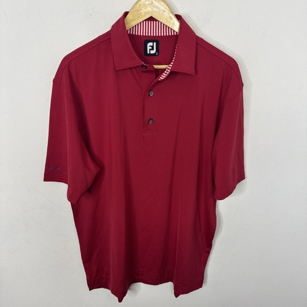 FootJoy FJ Golf Polo Shirt Men’s L Red Performance Stretch Athletic Fit